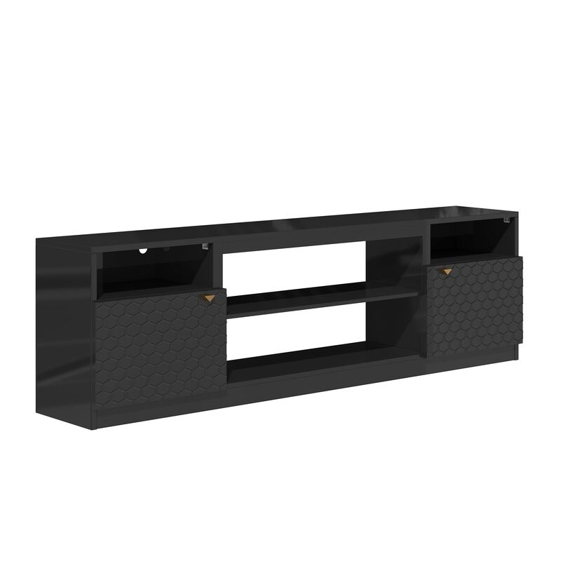 White TV Stand Fits TVs up to 70 in. with Two of Shelves and 36 in. Electric Fireplace