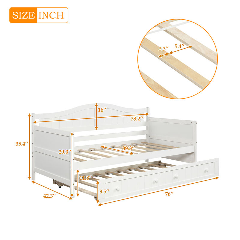 Merax Wooden Daybed with Trundle Bed