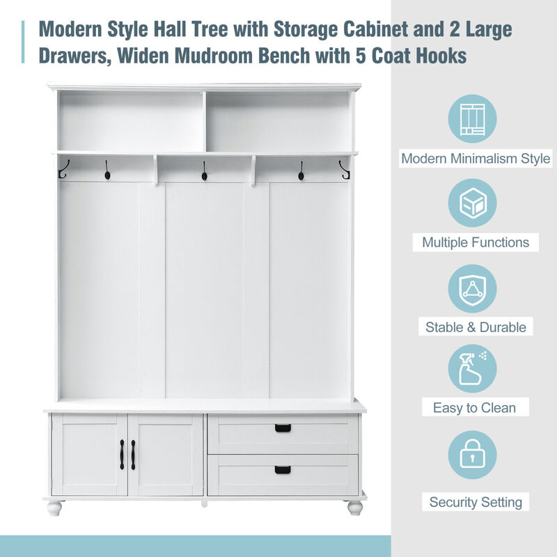 Modern Hall Tree with Storage and Mudroom Bench