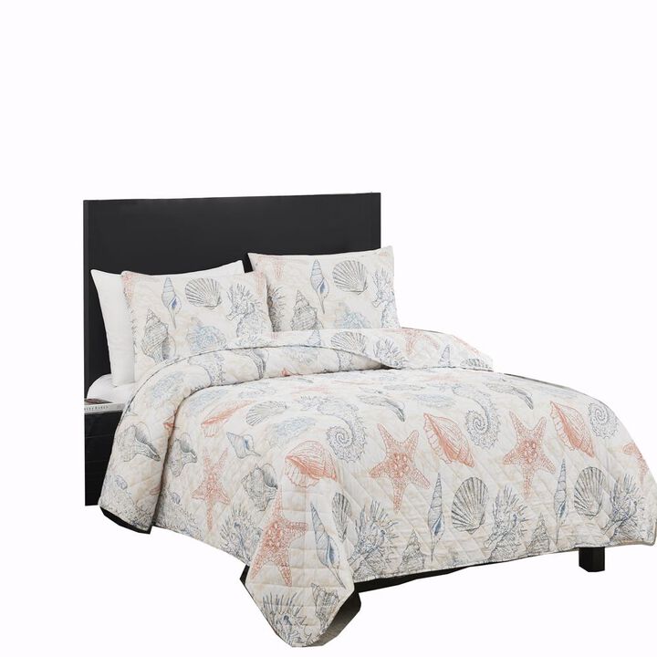 RT Designers Collection Melrose Kai 3-Pieces Elegant Stitched Quilt Set OB Queen Multicolor