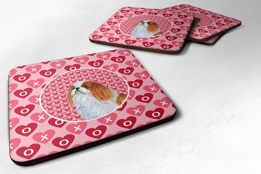 Caroline's Treasures SS4507FC English Toy Spaniel Foam Coasters (Set of 4), 3.5 H x 3.5 W, Multicolor