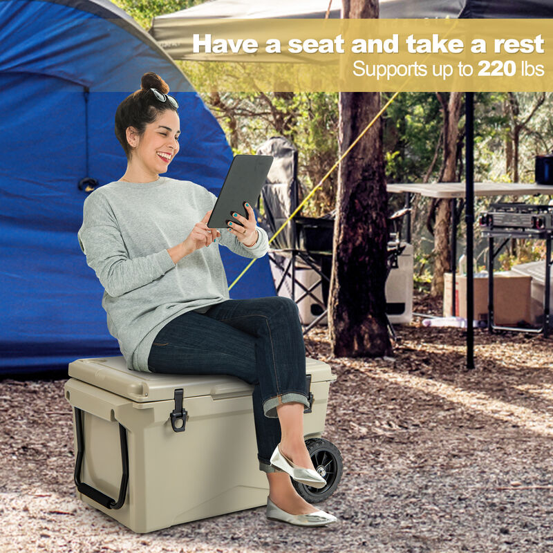 Quart Portable Cooler Rotomolded Ice Chest with Handles and Wheels