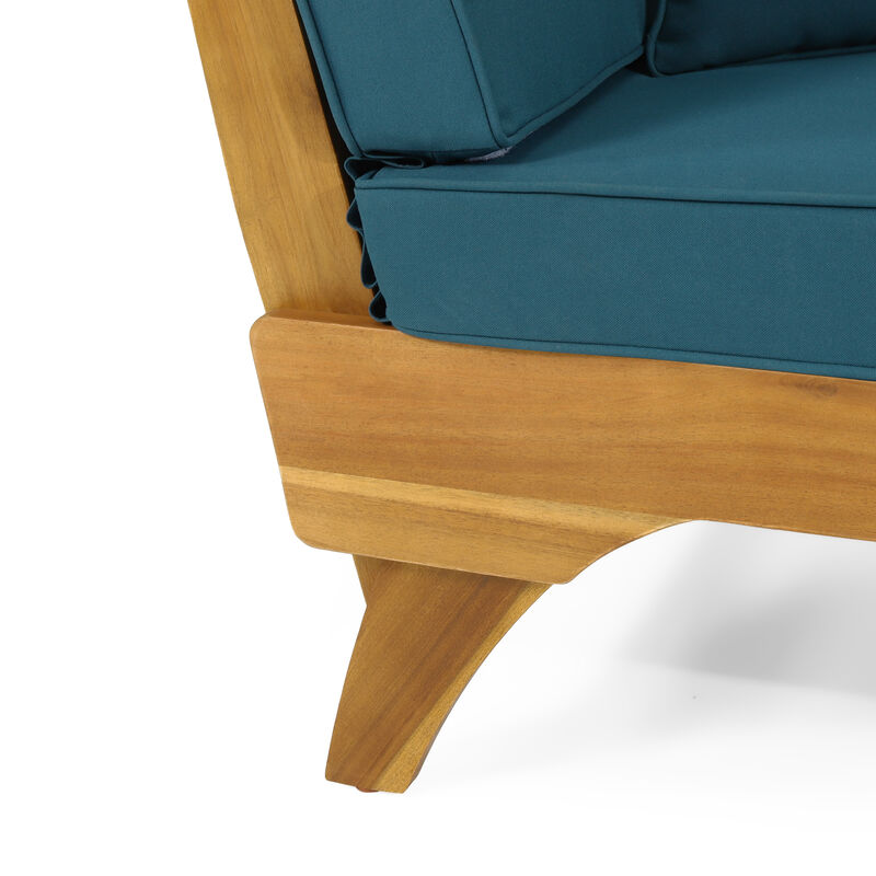 Merax Acacia Wood Patio Convertible Couch Sofa Bed