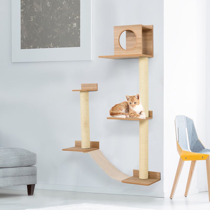 Yellow Cat Activity Center: Multi-Level Playground with Sisal Posts