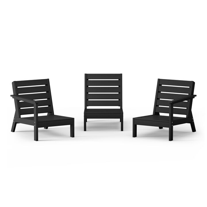 WestinTrends Outdoor Patio 3-Piece HDPE Deep Seating Sectional Sofa
