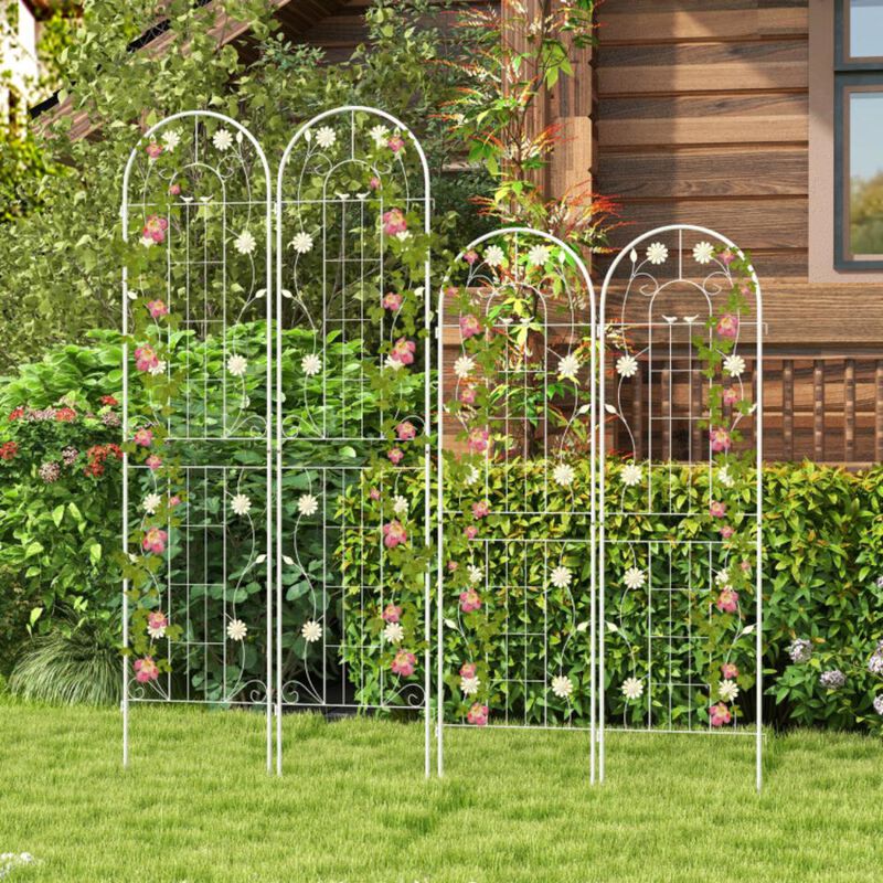 Hivvago 4 Pack 71 x 20 Inches Metal Garden Trellis for Climbing Plants