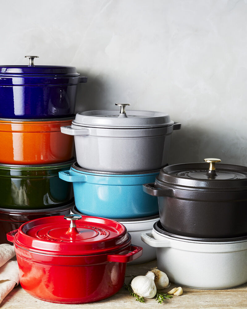 Staub Cast Iron Round Cocotte, Dutch Oven, 4-quart, serves 3-4, Made in France, White