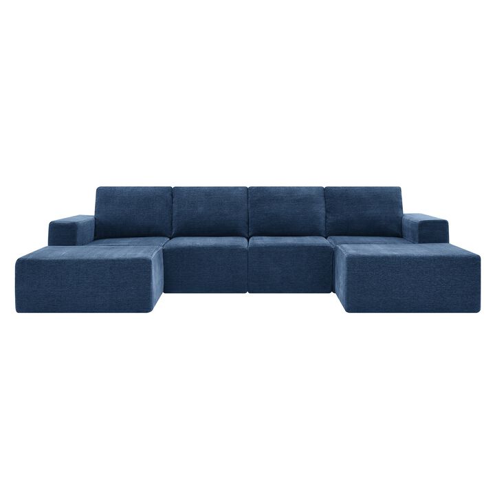 MONDAWE Modular U Shaped Sectional Sofa,Luxury Chenille Floor Couch Set,Upholstered Indoor Furniture,Foam-Filled Sleeper Sofa Bed