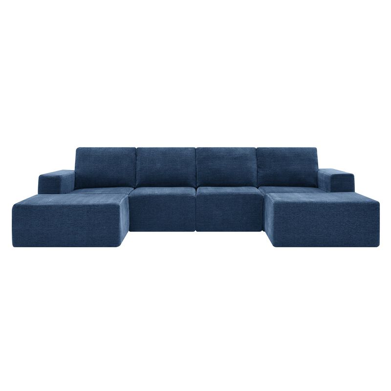 MONDAWE Modular U Shaped Sectional Sofa,Luxury Chenille Floor Couch Set,Upholstered Indoor Furniture,Foam-Filled Sleeper Sofa Bed