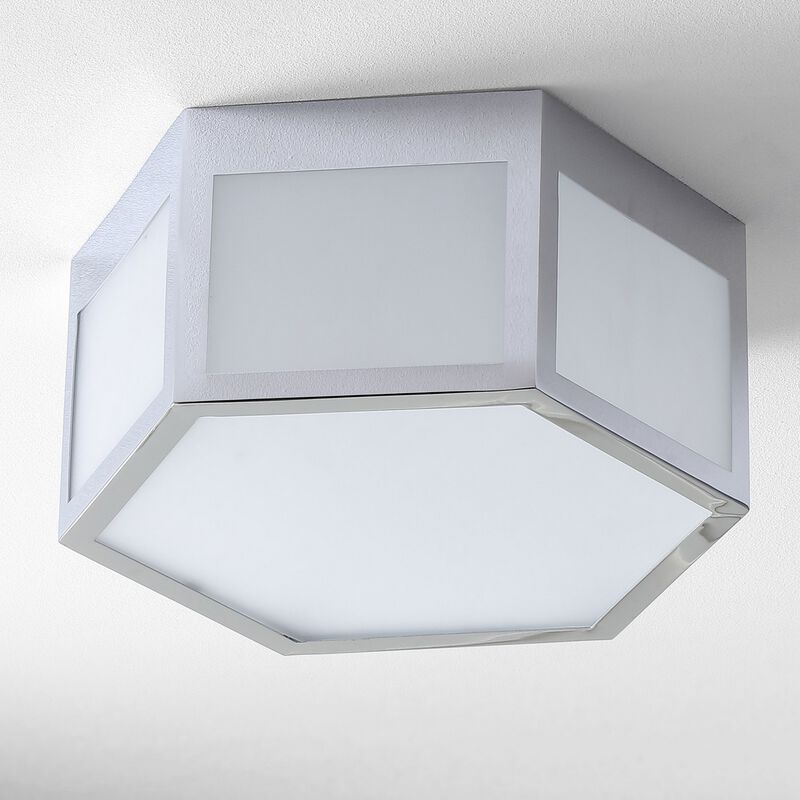 Minimo Hexagon Metal/Frosted Glass LED Flush Mount