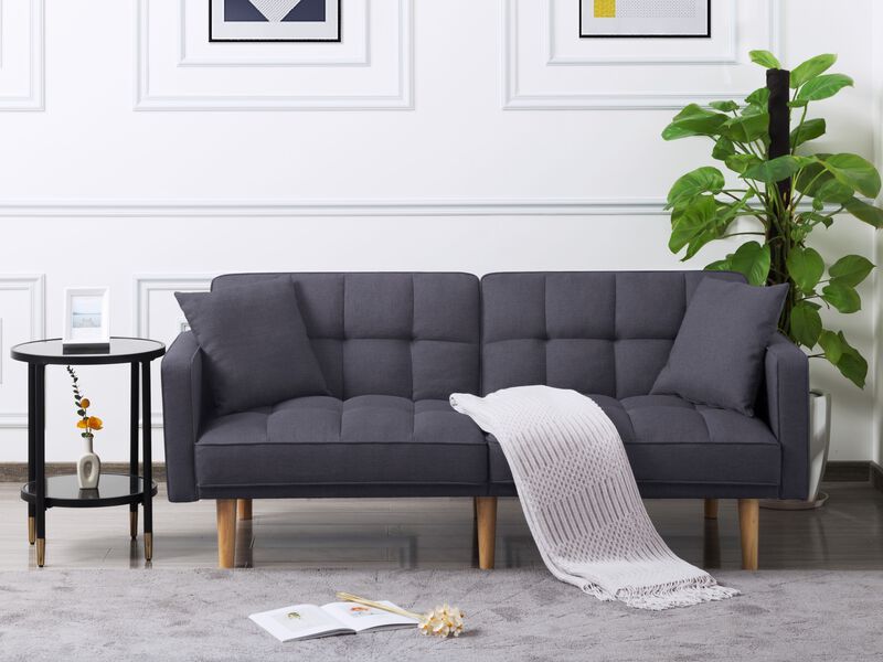 71.5 in. Dark Gray Polyester Twin Size Sofa Bed
