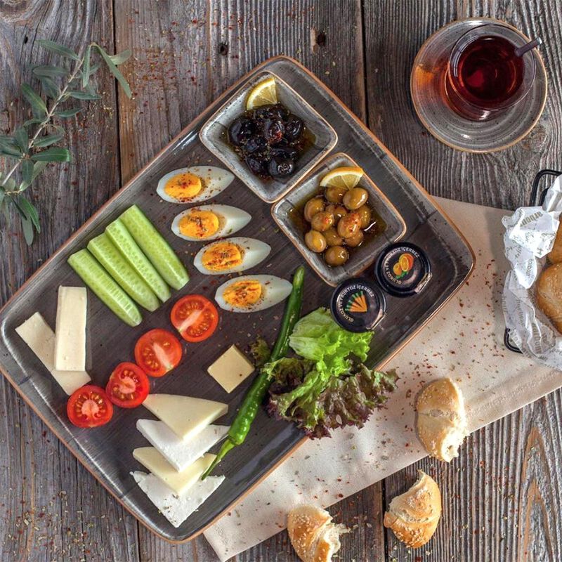Space 14.25" x 10.25" x h:0.75" Rectangular Grey Porcelain Platter