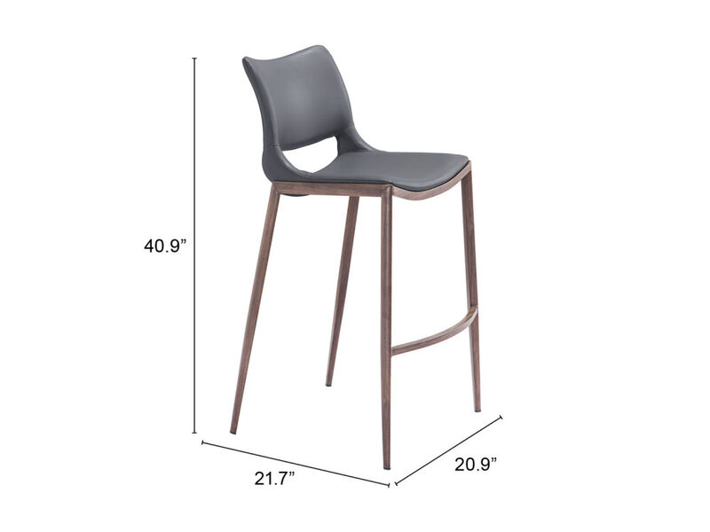 Ace Barstool (Set of 2) Dark Gray & Walnut
