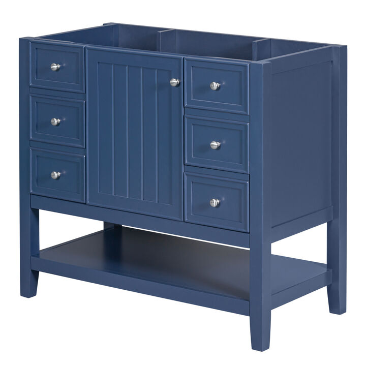 36" Bathroom Vanity Without Sink, Cabinet Base Only, One Cabinet And Three Drawers