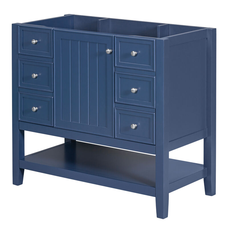 36" Bathroom Vanity Without Sink, Cabinet Base Only, One Cabinet And Three Drawers