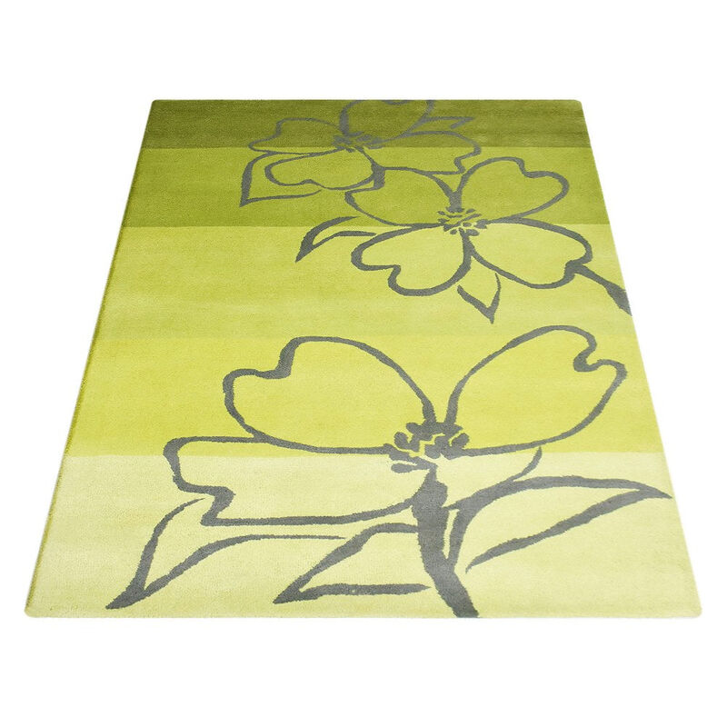 RUGSOTIC CARPETS HAND TUFTED WOOL ECO-FRIENDLY AREA RUGS  - 5'x7'6'', Rectangle Shape, Green, Floral Modern Design, High Pile Thick Handmade Anti Skid Area Rugs for Living Room, Bed Room (K03108)