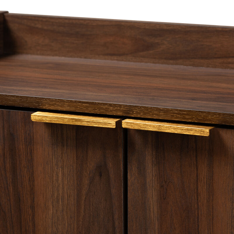 Baxton Studio Lena Mid Century Walnut Brown Finished 5 Shelf Wood Entryway Shoe Cabinet