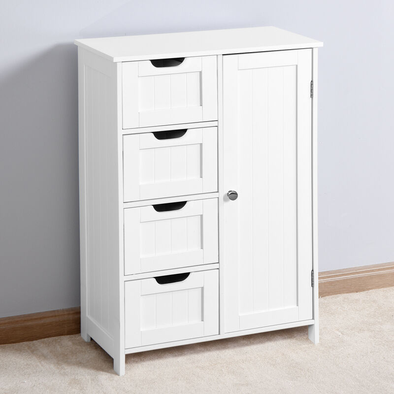 Bathroom Storage Cabinet, Floor Cabinet With Adjustable Shelf And Drawers