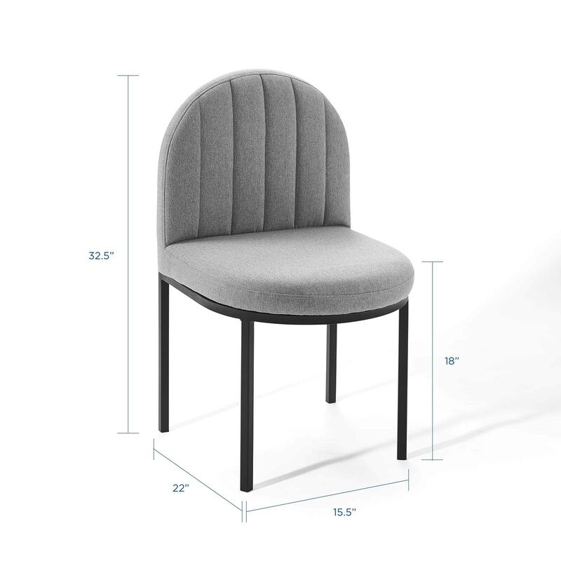 Modway Isla Channel Tufted Upholstered Fabric Dining Side Chair, Black Light Gray
