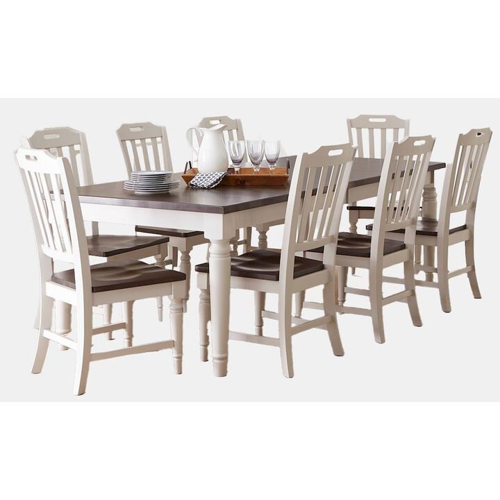 Jofran Orchard Park Solid Rubberwood 96 Nine-Piece Farmhouse Dining Set