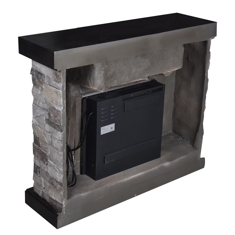 FESTIVO 40-inch Faux Stone Freestanding Electric Fireplace with LED strip