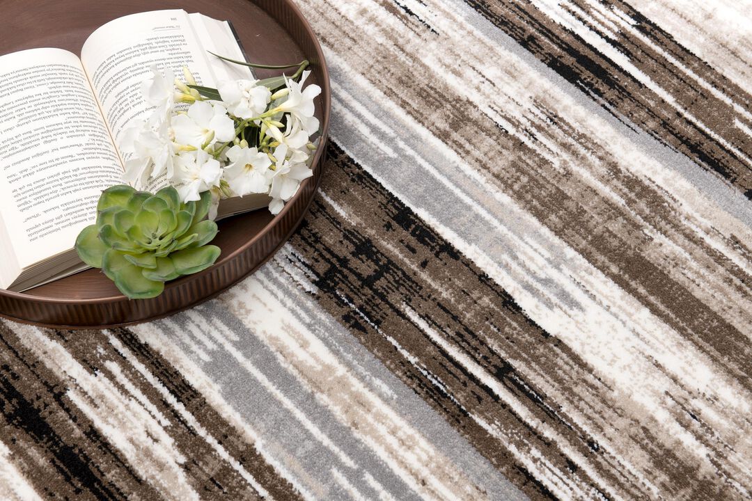 Montage Modern Abstract Camo Brown Beige Indoor Area Rug