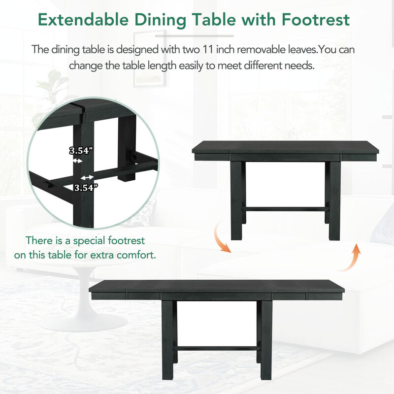 6-Piece Farmhouse Dining Set with Extendable Table