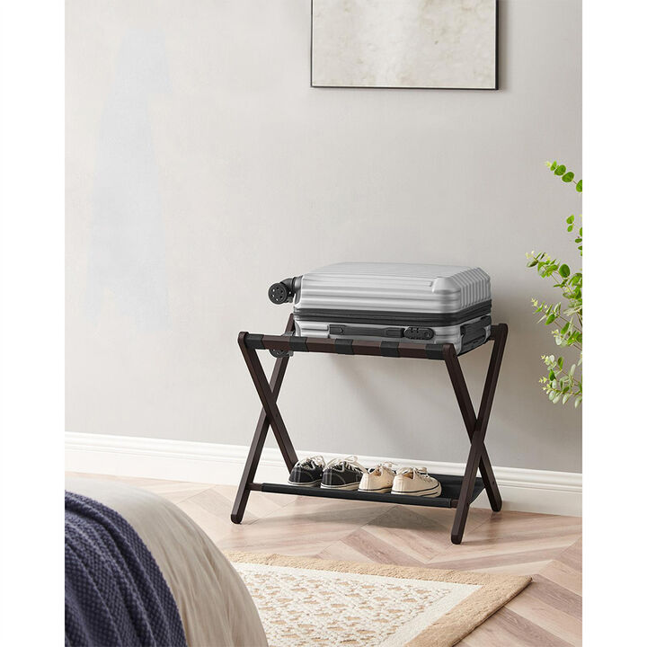 Luggage Rack with Storage Shelf – Space-Saving Stand for Easy Travel Organization