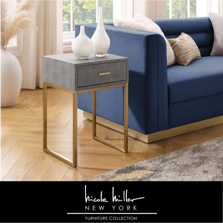 Nicole Miller Taha Faux Shagreen End Table