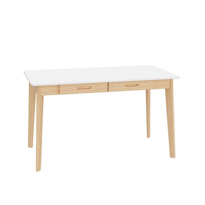 1-Piece White Wooden Makeup Vanity, Vanity Table, Dressing Desk with 2 Drawers, 47.2 in. W x 21.7 in. D x 29.5 in. H