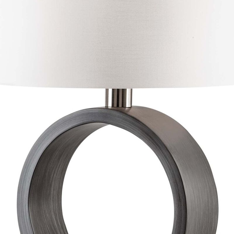 NOVA OF CALIFORNIA Tracey Ring Table Lamp - 24″, Charcoal Gray, Brushed Nickel, On/Off Switch