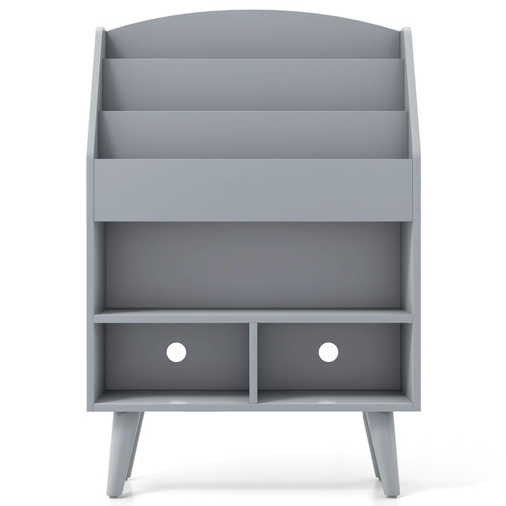Kids Bookshelf with Open Compartment for Toddlers 3+ Years Old-Grey