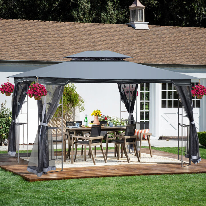13 X 10 Outdoor Patio Gazebo Canopy Tent With Ventilated Double Roof And Mosquito Net
