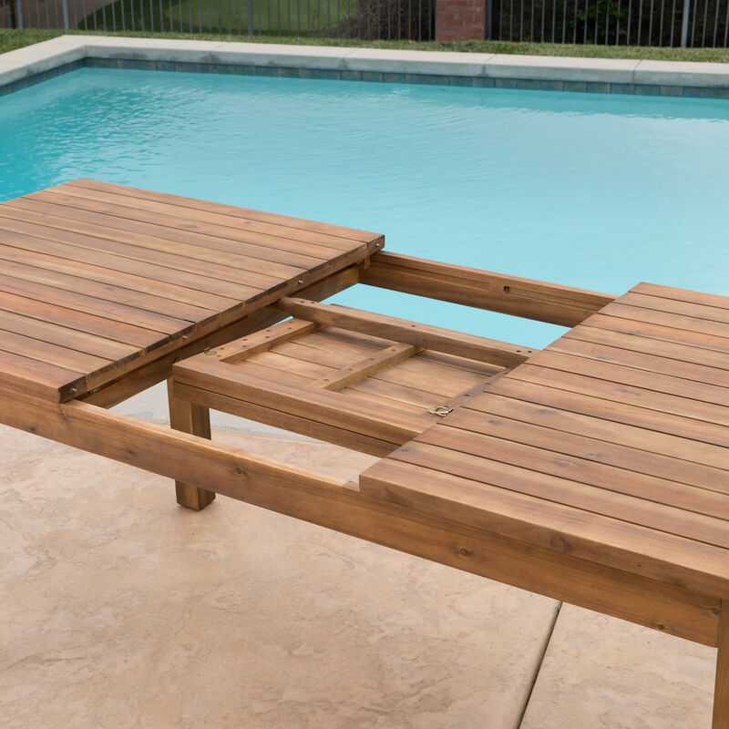 Merax Outdoor Acacia Wood Extendable Dining Table