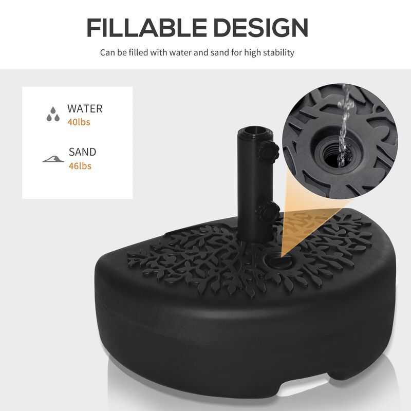 Black Umbrella Base: Half Round Sand/Water Filled Patio Stand