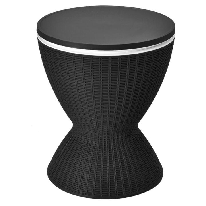 Hivvago 3 Pieces Outdoor Rattan Bar Table with Extendable Tabletop
