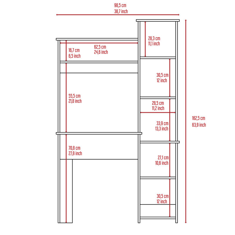 Versailles Writintg Desk, Two Superior Shelves, Five Cubbies - Light Oak