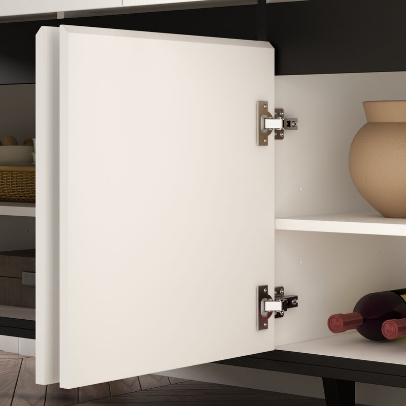Sideboard Buffet Storage Cabinet with Doors and 4 Drawers, Kitchen Cupboard Cabinet with Adjustable Shelves in White