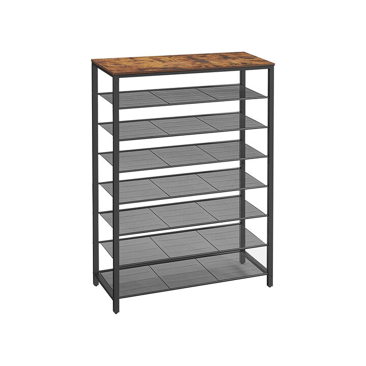 Shoe Storage Rack with 4 Mesh Shelves and Large Surface for Bags - Entryway Organizer