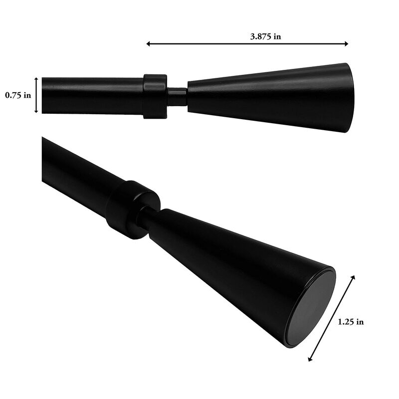 Sculpted Cone Finial Curtain Rod Set, Adjustable Length from 30" to 78"