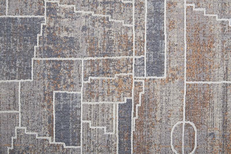 Francisco 39D4F Blue/Gray/Orange 2'10" x 8' Rug