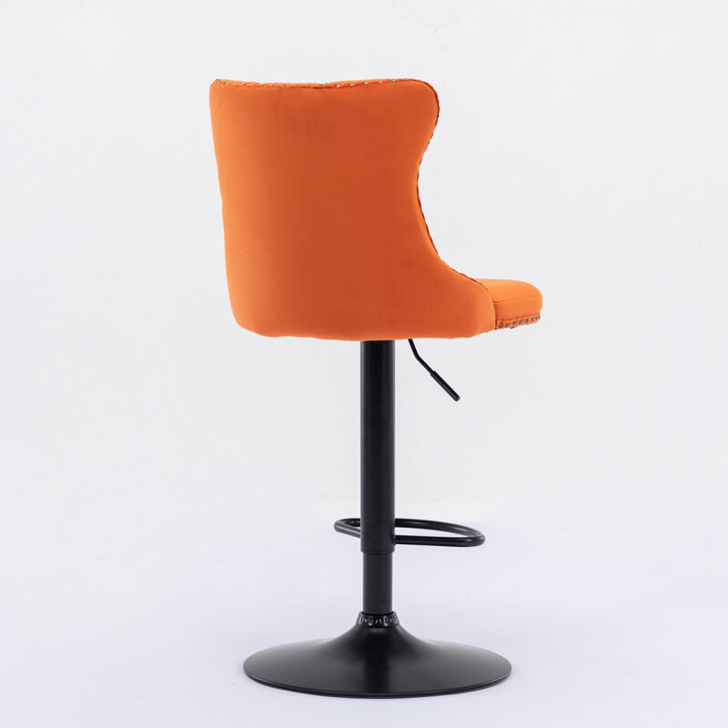 Modern Adjustable Velvet Bar Stools, Set of 2