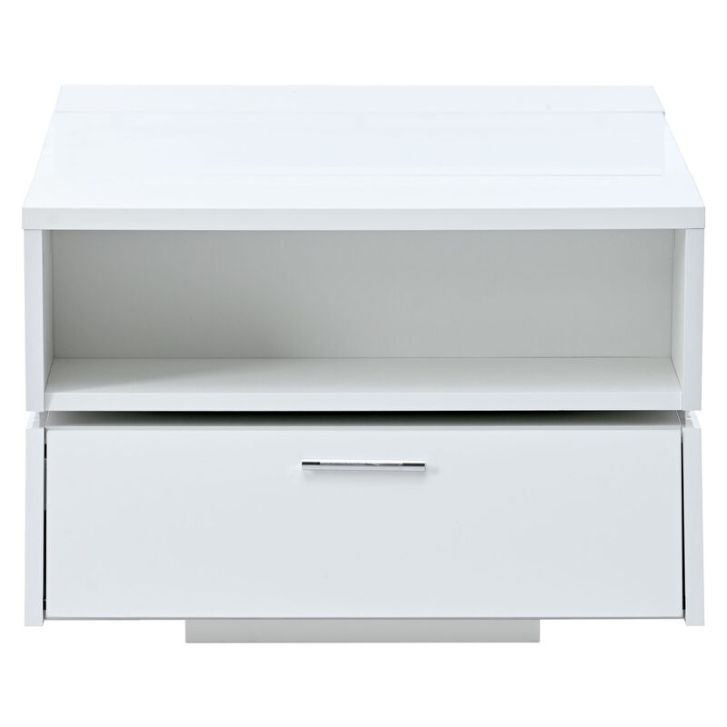 Merax 6mm Glass-Top Coffee Table with Open Shelves and Cabinets