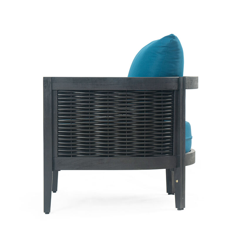 Merax Outdoor Acacia Wood Wicker Club Chair with Cushions