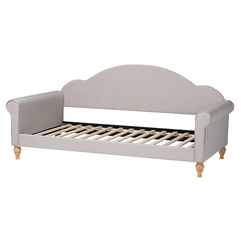 Baxton Studio Chaise Classic and Light Grey Fabric and Natural Finished Twin Size Daybed