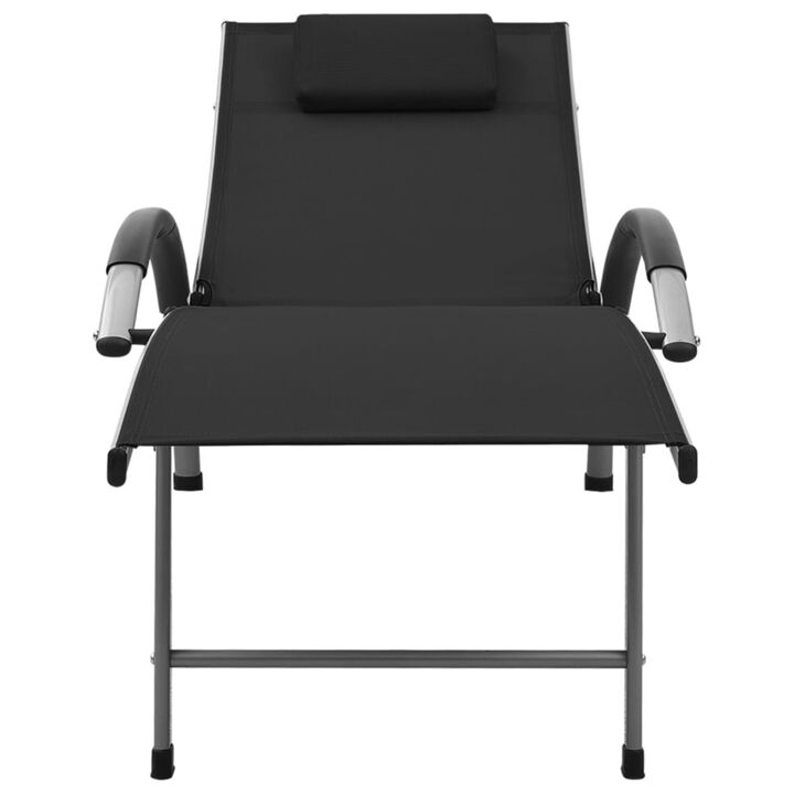 vidaXL Sun Lounger Textilene and Aluminum Black