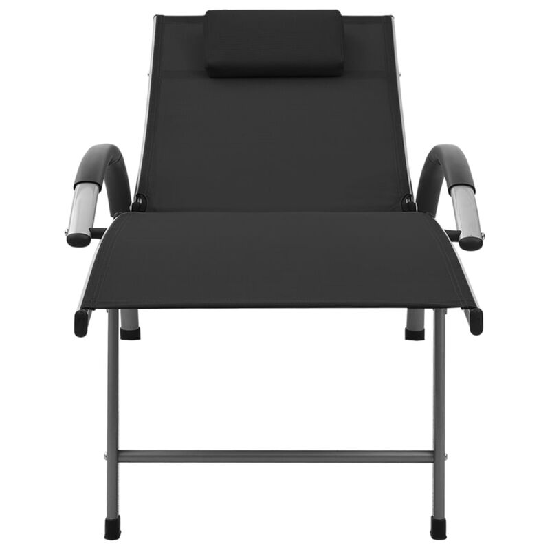 vidaXL Sun Lounger Textilene and Aluminum Black