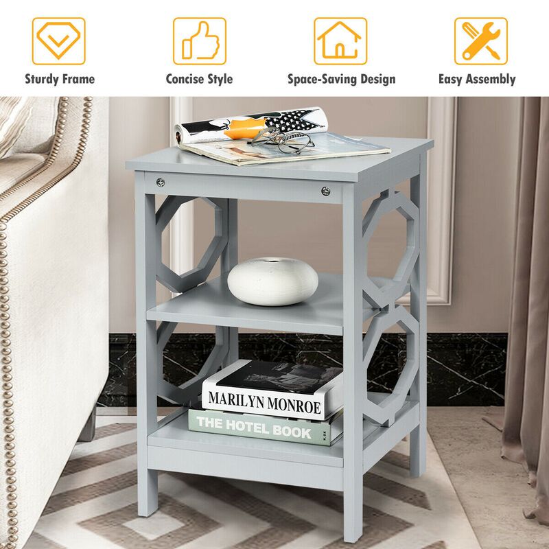 3-Tier Nightstand Sofa Side End Accent Table