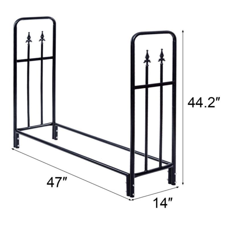 Hivvago 4 Feet Outdoor Heavy Duty Steel Firewood Wood Storage Rack