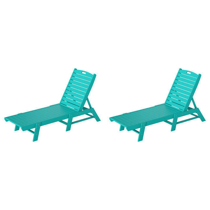 Reclining Outdoor Patio Adjustable Chaise Lounge Chair (Set of 2)